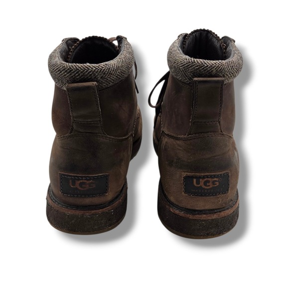 UGG Merrick Boots Mens 10 Brown Waterproof Leather Mid SCUFFED - Picture 8 of 11